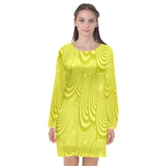 Yellow Oval Ellipse Egg Elliptical Long Sleeve Chiffon Shift Dress  by BangZart