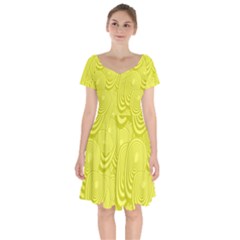 Yellow Oval Ellipse Egg Elliptical Short Sleeve Bardot Dress by BangZart