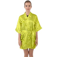 Yellow Oval Ellipse Egg Elliptical Quarter Sleeve Kimono Robe