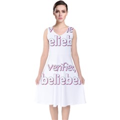 Verified Belieber V-neck Midi Sleeveless Dress  by Valentinaart