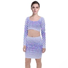 Star Curved Background Geometric Long Sleeve Crop Top & Bodycon Skirt Set by BangZart