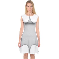 Star Grid Curved Curved Star Woven Capsleeve Midi Dress by BangZart