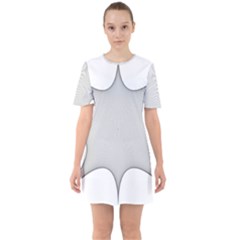 Star Grid Curved Curved Star Woven Sixties Short Sleeve Mini Dress by BangZart