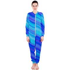 Blue Background Water Design Wave Onepiece Jumpsuit (ladies) 