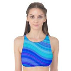 Blue Background Water Design Wave Tank Bikini Top by BangZart