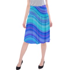 Blue Background Water Design Wave Midi Beach Skirt by BangZart