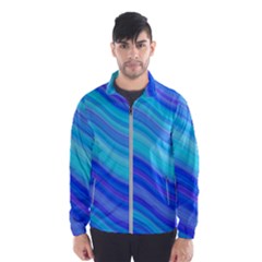 Blue Background Water Design Wave Wind Breaker (men)