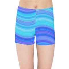 Blue Background Water Design Wave Kids Sports Shorts by BangZart