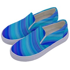 Blue Background Water Design Wave Kids  Canvas Slip Ons by BangZart