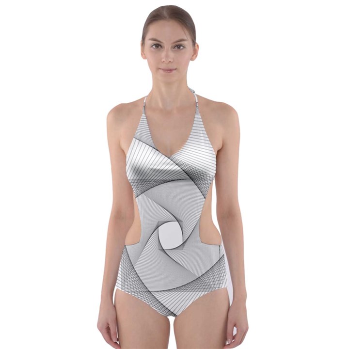 Rotation Rotated Spiral Swirl Cut-Out One Piece Swimsuit