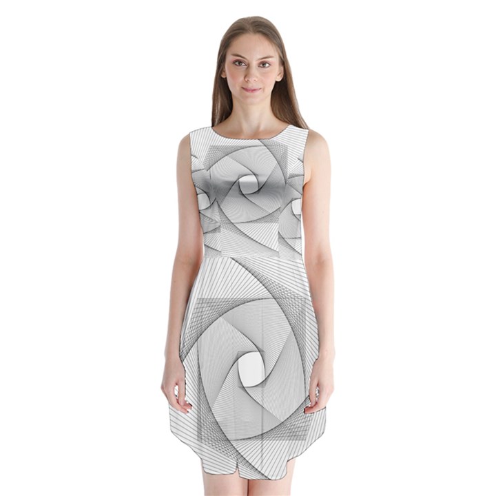 Rotation Rotated Spiral Swirl Sleeveless Chiffon Dress  