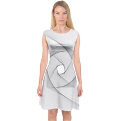 Rotation Rotated Spiral Swirl Capsleeve Midi Dress by BangZart