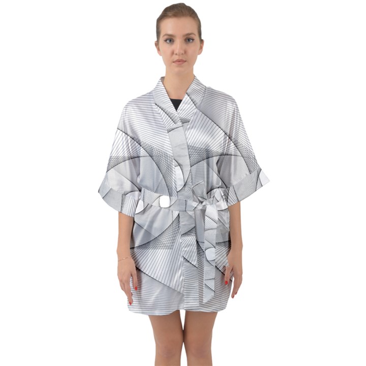 Rotation Rotated Spiral Swirl Quarter Sleeve Kimono Robe