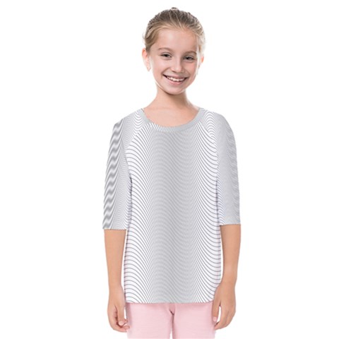 Monochrome Curve Line Pattern Wave Kids  Quarter Sleeve Raglan Tee by BangZart