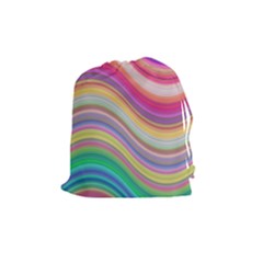 Wave Background Happy Design Drawstring Pouches (medium)  by BangZart