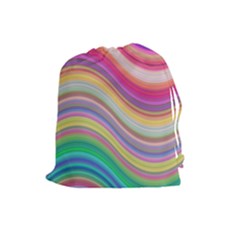 Wave Background Happy Design Drawstring Pouches (large)  by BangZart