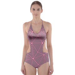 Triangle Background Abstract Cut-out One Piece Swimsuit by BangZart