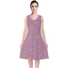 Triangle Background Abstract V-neck Midi Sleeveless Dress  by BangZart