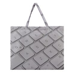 Keyboard Letters Key Print White Zipper Large Tote Bag