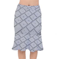 Keyboard Letters Key Print White Mermaid Skirt by BangZart