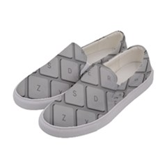 Keyboard Letters Key Print White Women s Canvas Slip Ons by BangZart