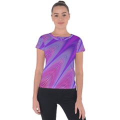 Purple Star Sun Sunshine Fractal Short Sleeve Sports Top  by BangZart