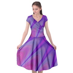 Purple Star Sun Sunshine Fractal Cap Sleeve Wrap Front Dress