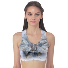 Winter Frost Ice Sheet Leaves Sports Bra