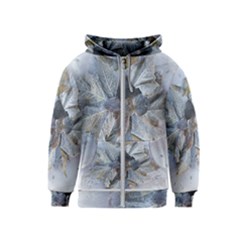 Winter Frost Ice Sheet Leaves Kids  Zipper Hoodie