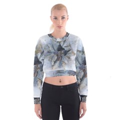 Winter Frost Ice Sheet Leaves Cropped Sweatshirt