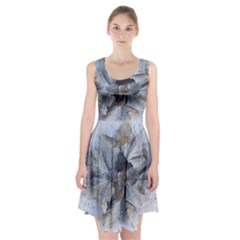 Winter Frost Ice Sheet Leaves Racerback Midi Dress