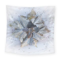 Winter Frost Ice Sheet Leaves Square Tapestry (large)