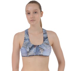 Winter Frost Ice Sheet Leaves Criss Cross Racerback Sports Bra