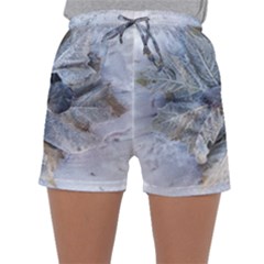 Winter Frost Ice Sheet Leaves Sleepwear Shorts