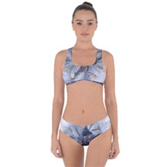 Winter Frost Ice Sheet Leaves Criss Cross Bikini Set