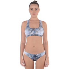 Winter Frost Ice Sheet Leaves Cross Back Hipster Bikini Set