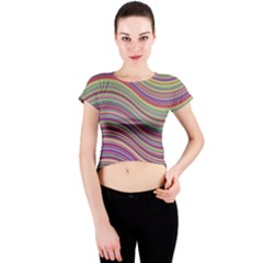 Wave Abstract Happy Background Crew Neck Crop Top