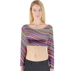 Wave Abstract Happy Background Long Sleeve Crop Top by BangZart