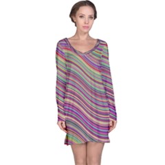 Wave Abstract Happy Background Long Sleeve Nightdress