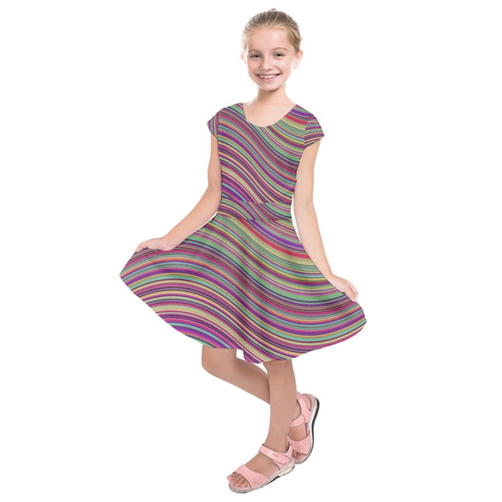 Wave Abstract Happy Background Kids  Short Sleeve Dress