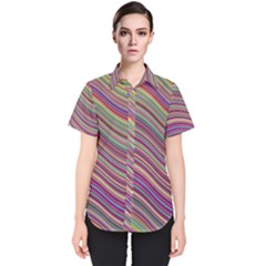 Wave Abstract Happy Background Women s Short Sleeve Shirt