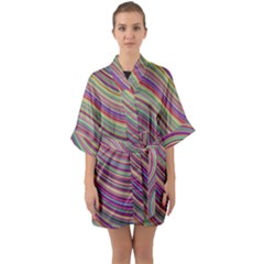 Wave Abstract Happy Background Quarter Sleeve Kimono Robe