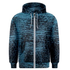 Blue Black Shiny Fabric Pattern Men s Zipper Hoodie by BangZart