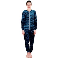 Blue Black Shiny Fabric Pattern Onepiece Jumpsuit (ladies) 