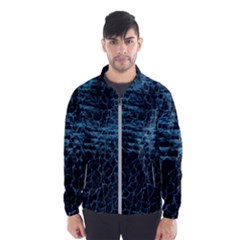 Blue Black Shiny Fabric Pattern Wind Breaker (men)