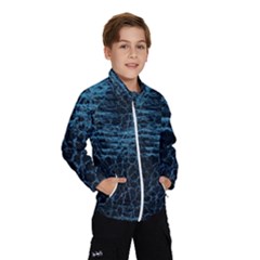 Blue Black Shiny Fabric Pattern Wind Breaker (kids)