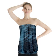 Blue Black Shiny Fabric Pattern Strapless Top by BangZart