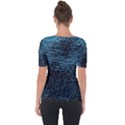 Blue Black Shiny Fabric Pattern Short Sleeve Top View2