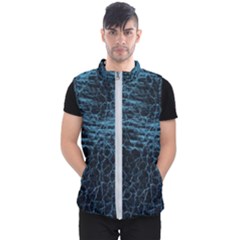 Blue Black Shiny Fabric Pattern Men s Puffer Vest