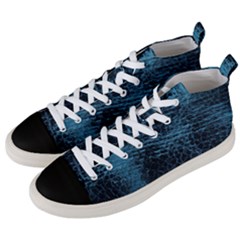 Blue Black Shiny Fabric Pattern Men s Mid-top Canvas Sneakers by BangZart